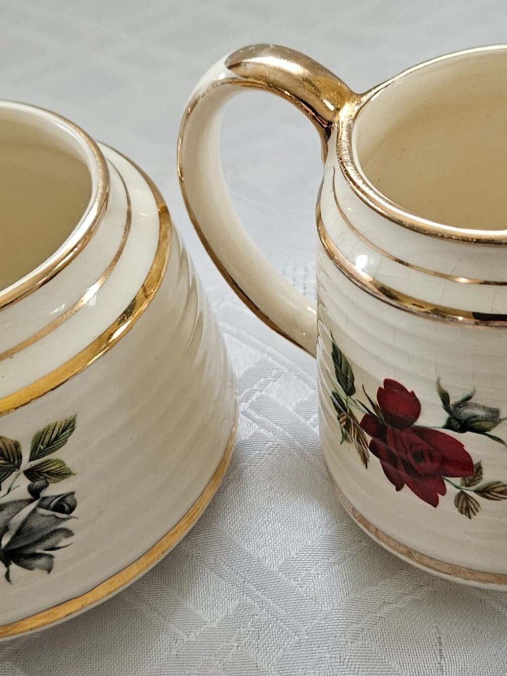 vintage Sadler porcelain cream and sugar bowl made in England